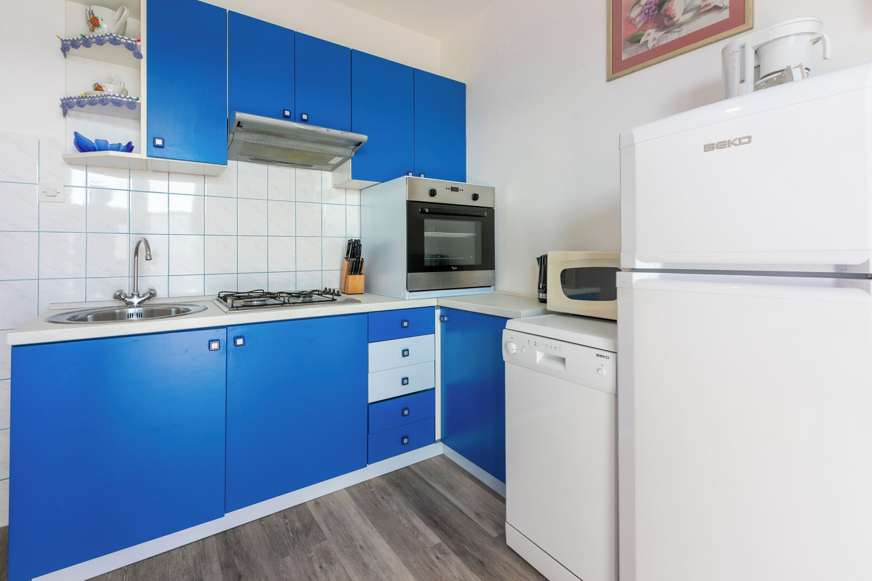 Apartment (A2) | Private kitchen | Fridge, microwave, oven, stovetop