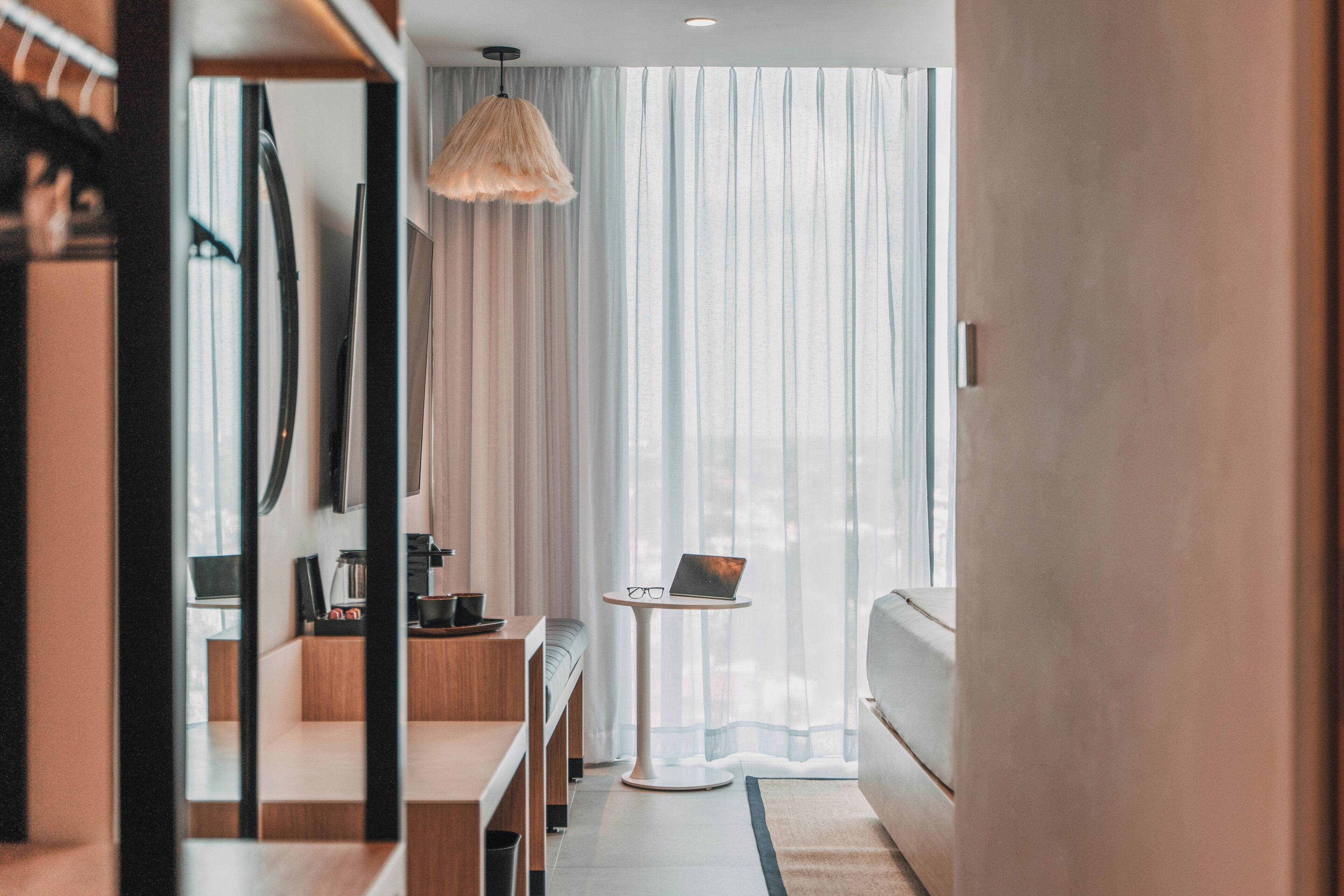 In-room safe, desk, laptop workspace, blackout drapes