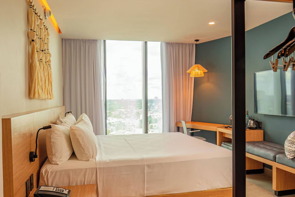 In-room safe, desk, laptop workspace, blackout drapes