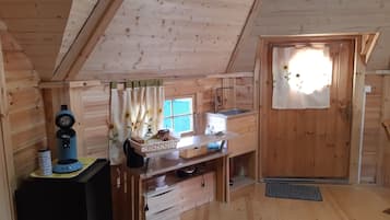 Fridge, microwave, coffee/tea maker, electric kettle