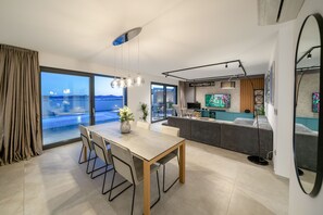 Villa, 2 Bedrooms, Private Pool, Sea View | Private kitchen | Microwave, dishwasher, coffee/tea maker, high chair