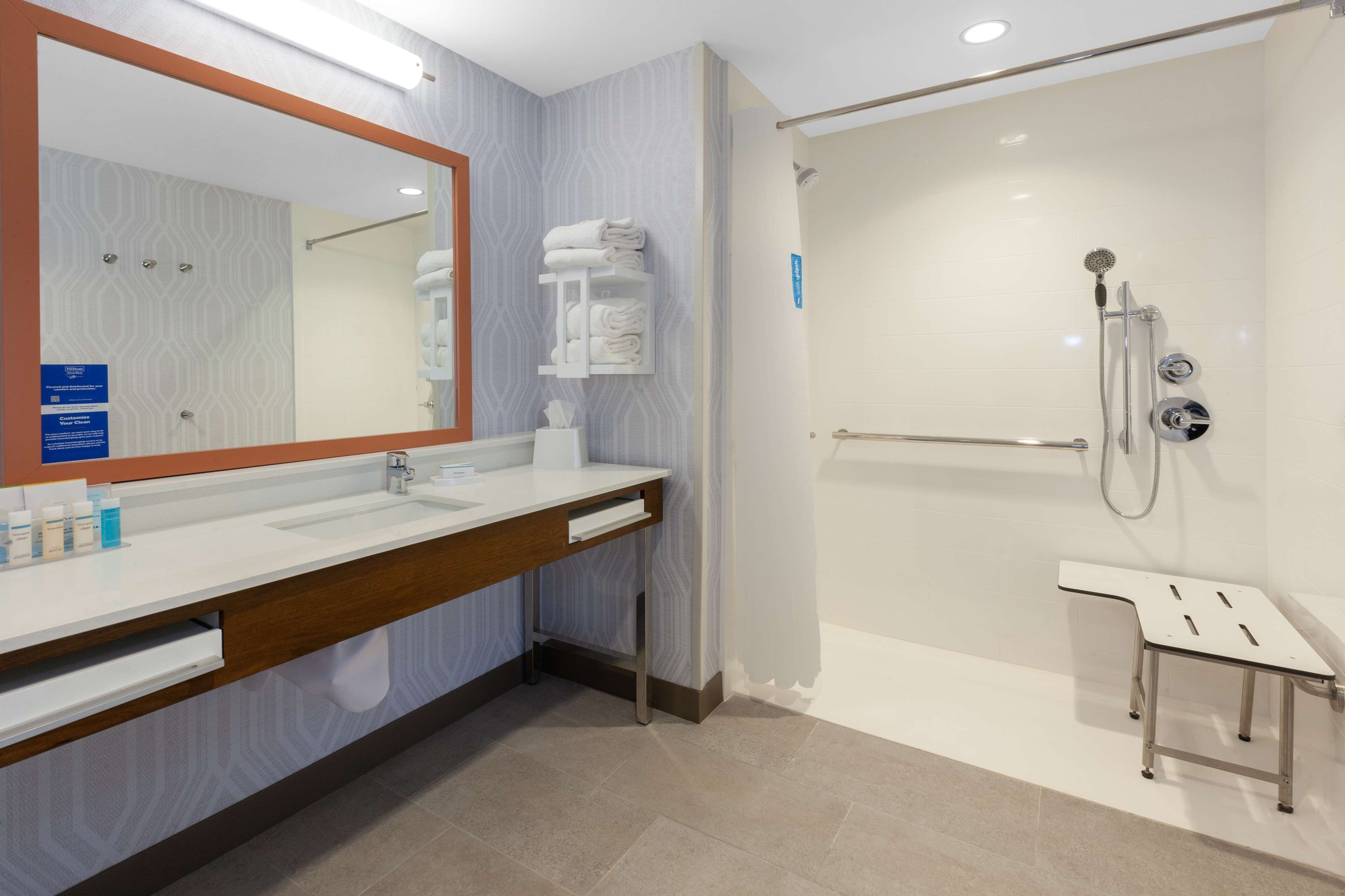 suite, 1 king bed, accessible (roll-in shower) | bathroom shower
