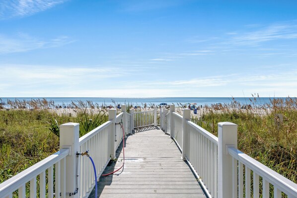 On the beach, beach towels