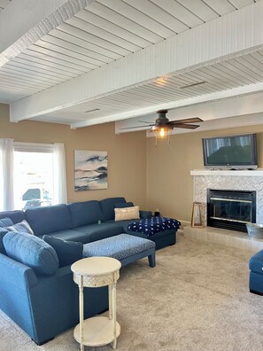 Smart TV, fireplace, DVD player, video library