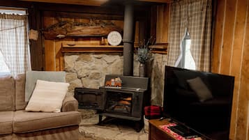 Smart TV, fireplace, DVD player