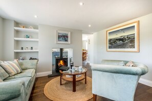 TV, fireplace, books - Plum Guide - Headland Cottage (Cardigan)