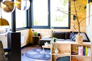 Fireplace, stereo - Nature lodge Iisfûgel, Akkrum - 2 bathrooms, sleeps 4 (Akkrum)