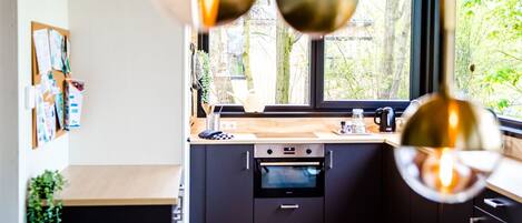 Kühlschrank, Mikrowelle, Ofen, Herdplatte