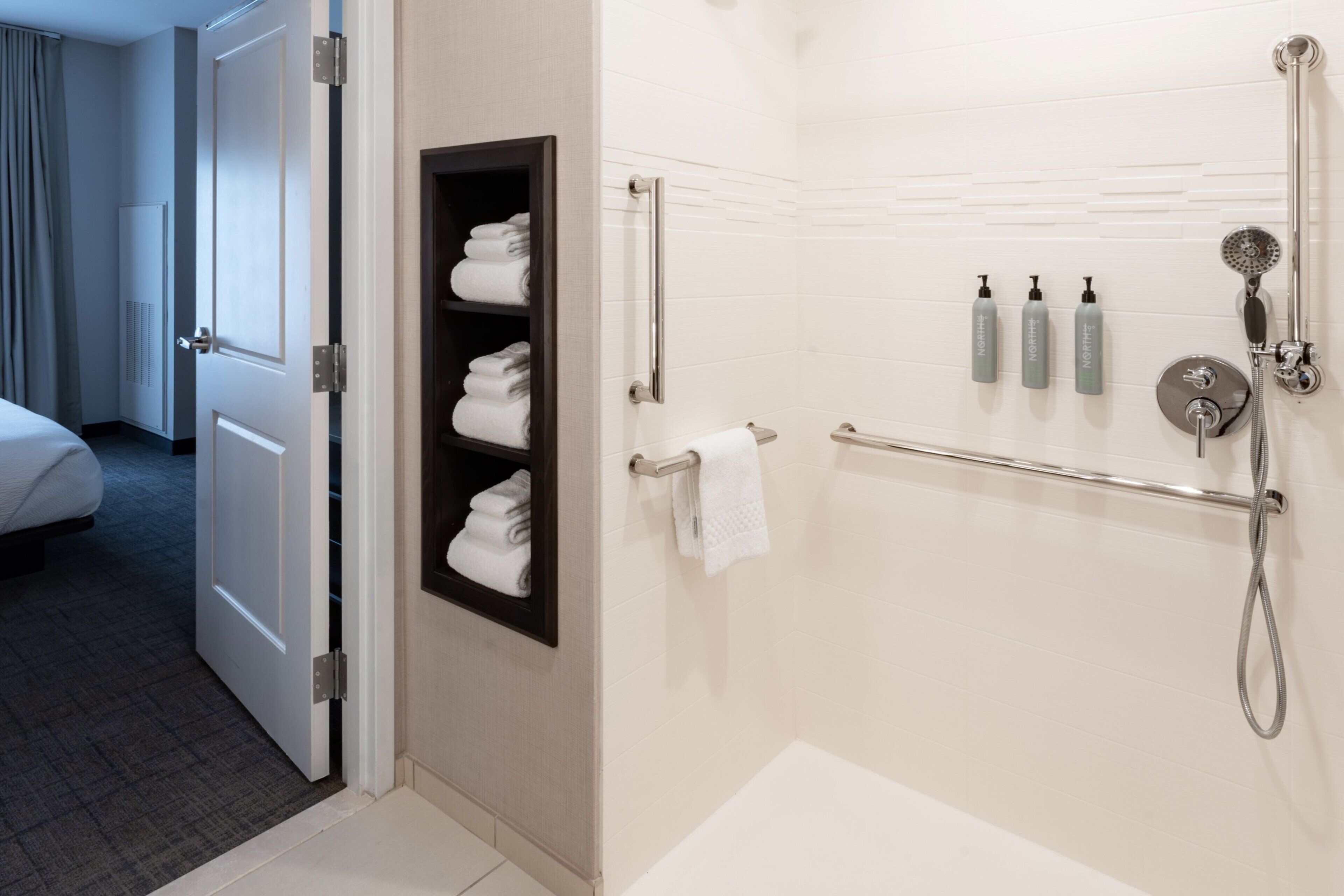 free toiletries, hair dryer, towels