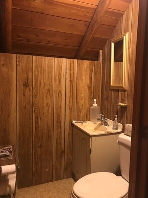 Shower, towels, soap, shampoo