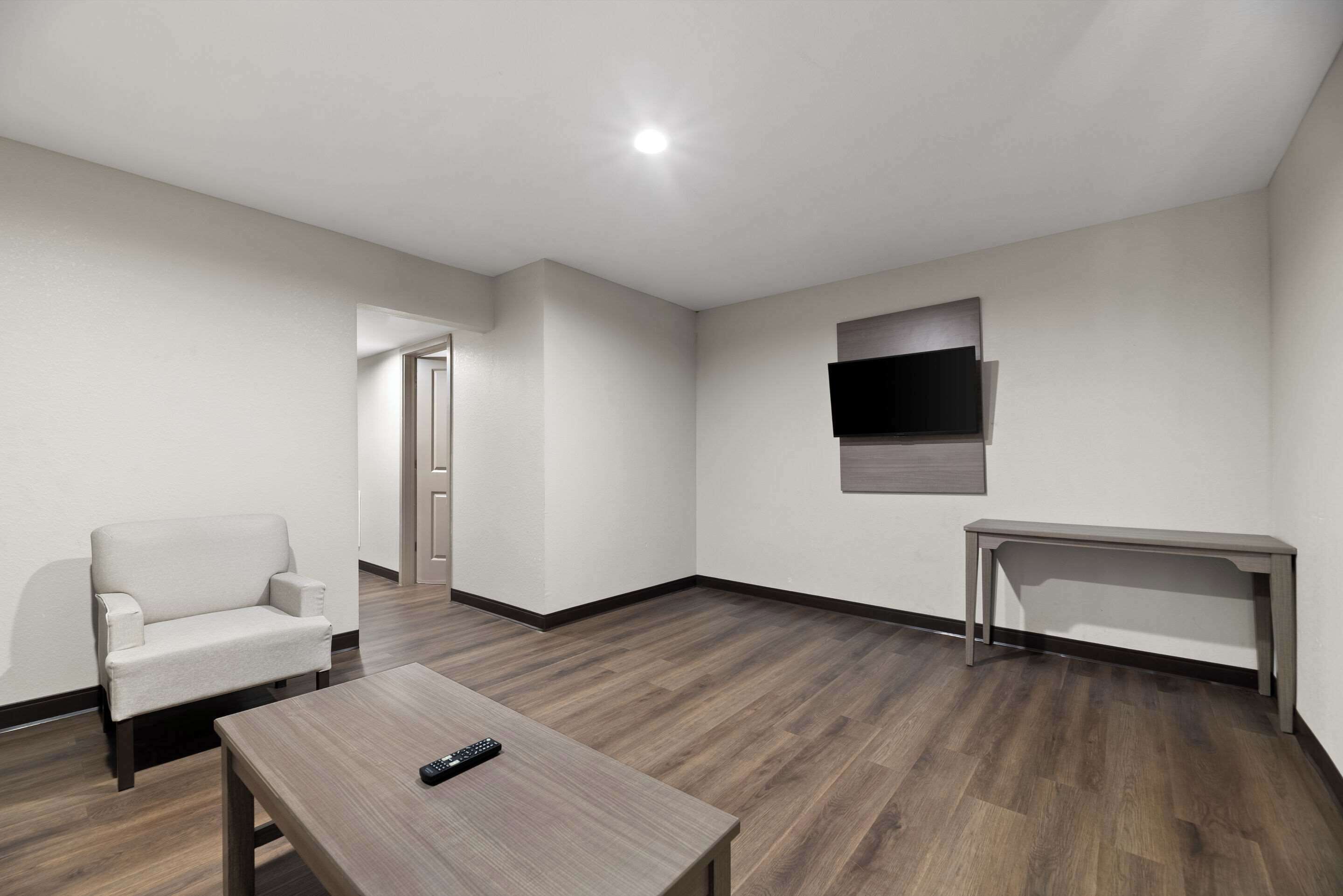 1 bedroom, desk, blackout curtains, iron/ironing board