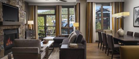 TV, fireplace, DVD player, stereo