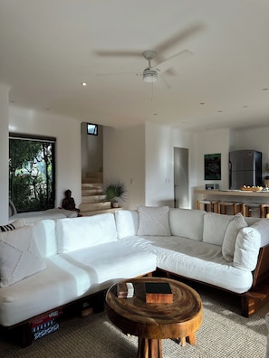 Smart TV, DVD player, books, stereo