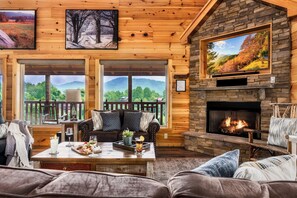 Smart TV, fireplace, ping pong