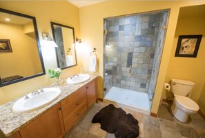 Ensemble douche/baignoire, sèche-cheveux, serviettes fournies, savon