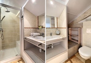 Douche, sĂšche-cheveux, savon
