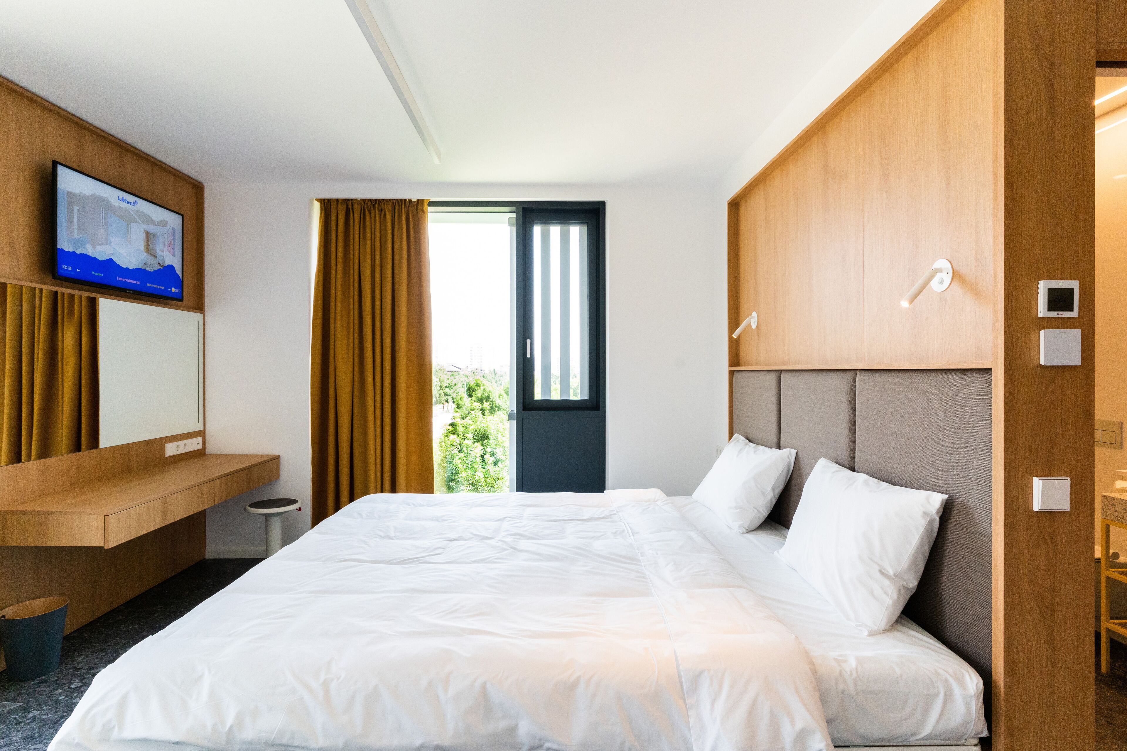 Premium bedding, minibar, desk, laptop workspace