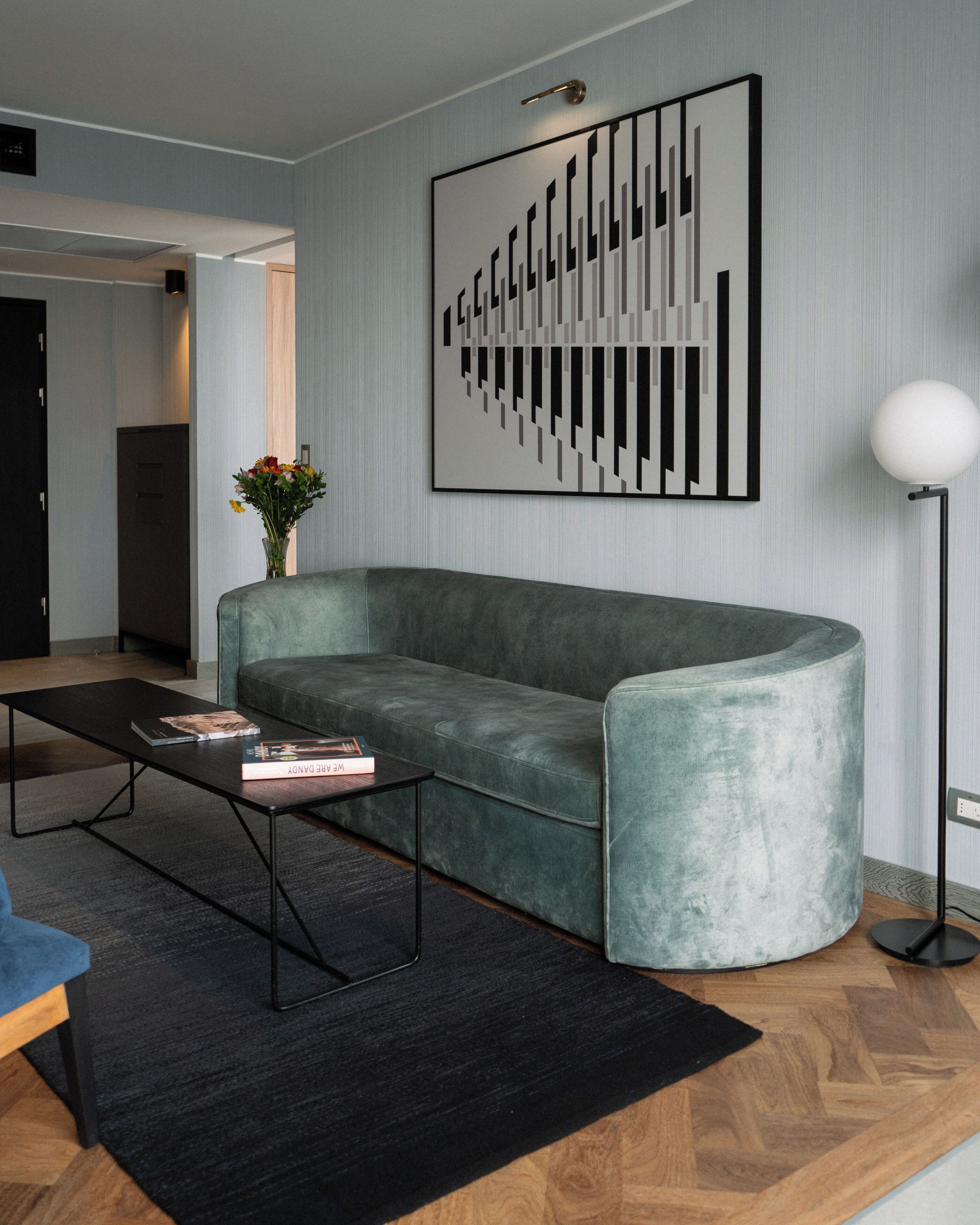 presidential suite, 1 king bed, club lounge access | living area | 50-inch led tv with cable channels, tv, ipod dock