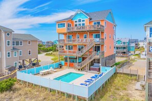 Exterior - Premier Oceanfront Dog Friendly w/ Pool, Elevator, Hot Tub, EV Charger, Game Rm (Hatteras)