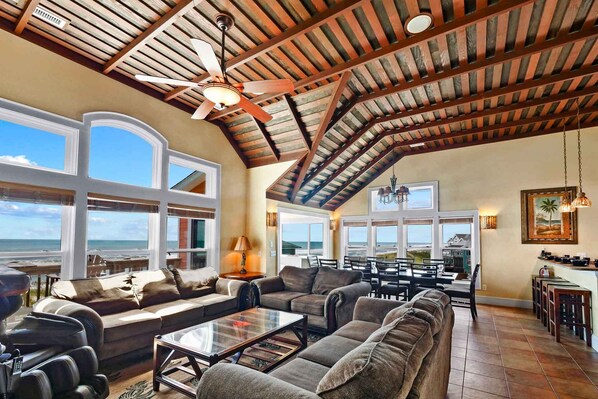 Smart TV, DVD player, foosball, books