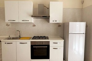 Fridge, oven, stovetop, coffee/tea maker