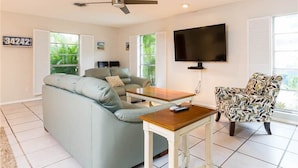House, Multiple Beds, Private Pool, Garden View | Living room - Crescent Street 1138 A, 2 Bedrooms, Pool, Walk to the Beach (Siesta Key)