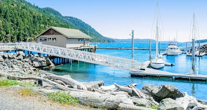 Wonderful escape with water access, three balconies, W/D, & gas fireplace