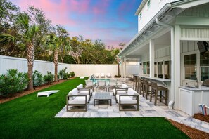 Outdoor dining - Book for the Holidays! LSV! Turf Backyard! Private Pool! 100 Steps to Gulf! (Seacrest Beach)