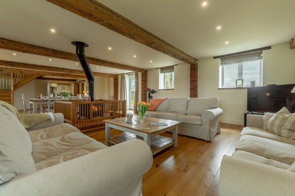 Televisión y chimenea 