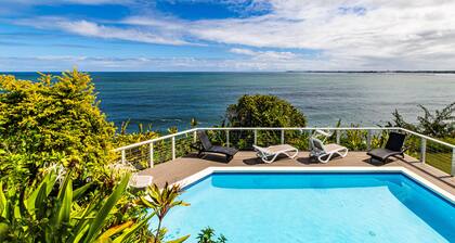 Oceanfront in Hilo Hale Kai Suites- Pele Suite - King Bed, Living Room, Bath