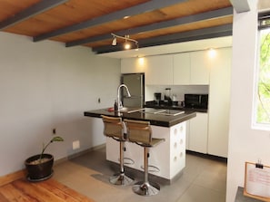 Apartment | Private kitchen | Microwave, oven, cookware/dishes/utensils - 2nd Home (Celaya)