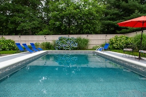 Outdoor pool, a heated pool - Winslow Acres heated Pool Escape; Pool open May 15 thru mid-Oct! HotTub all yr! (Yarmouth)