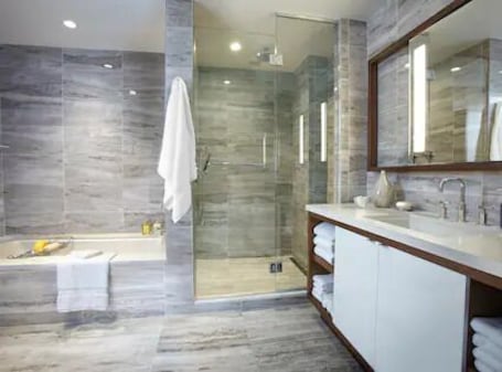 Hair dryer, towels, toilet paper. New York | NYC Luxury Retreat | Spa & Fitness | 1BR Premier