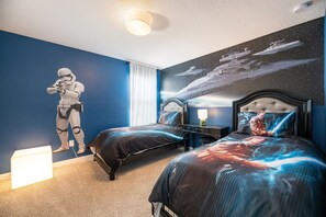 8 bedrooms, desk, iron/ironing board, travel crib