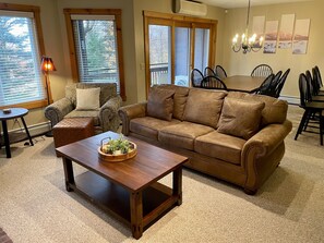Smart TV, fireplace, DVD player, music library - Ski-in, ski-out Village Condo at Jay Peak Resort (Jay)