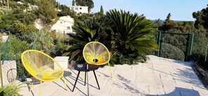 Terrace/patio - Provençal-style cottage for 3 persons, terrace, garden, sea view, BBQ grill (Saint-Raphaël)