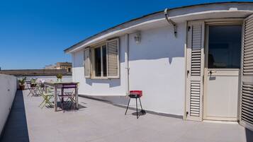 Panoramic Double Room, Terrace | Desk, laptop workspace, blackout curtains, soundproofing