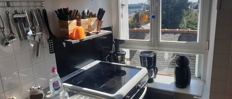 Réfrigérateur, micro-ondes, four, plaque de cuisson