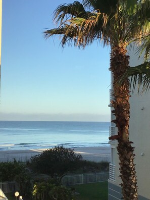 On the beach, sun loungers, beach towels