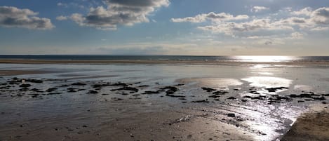 Una spiaggia nelle vicinanze, lettini da mare