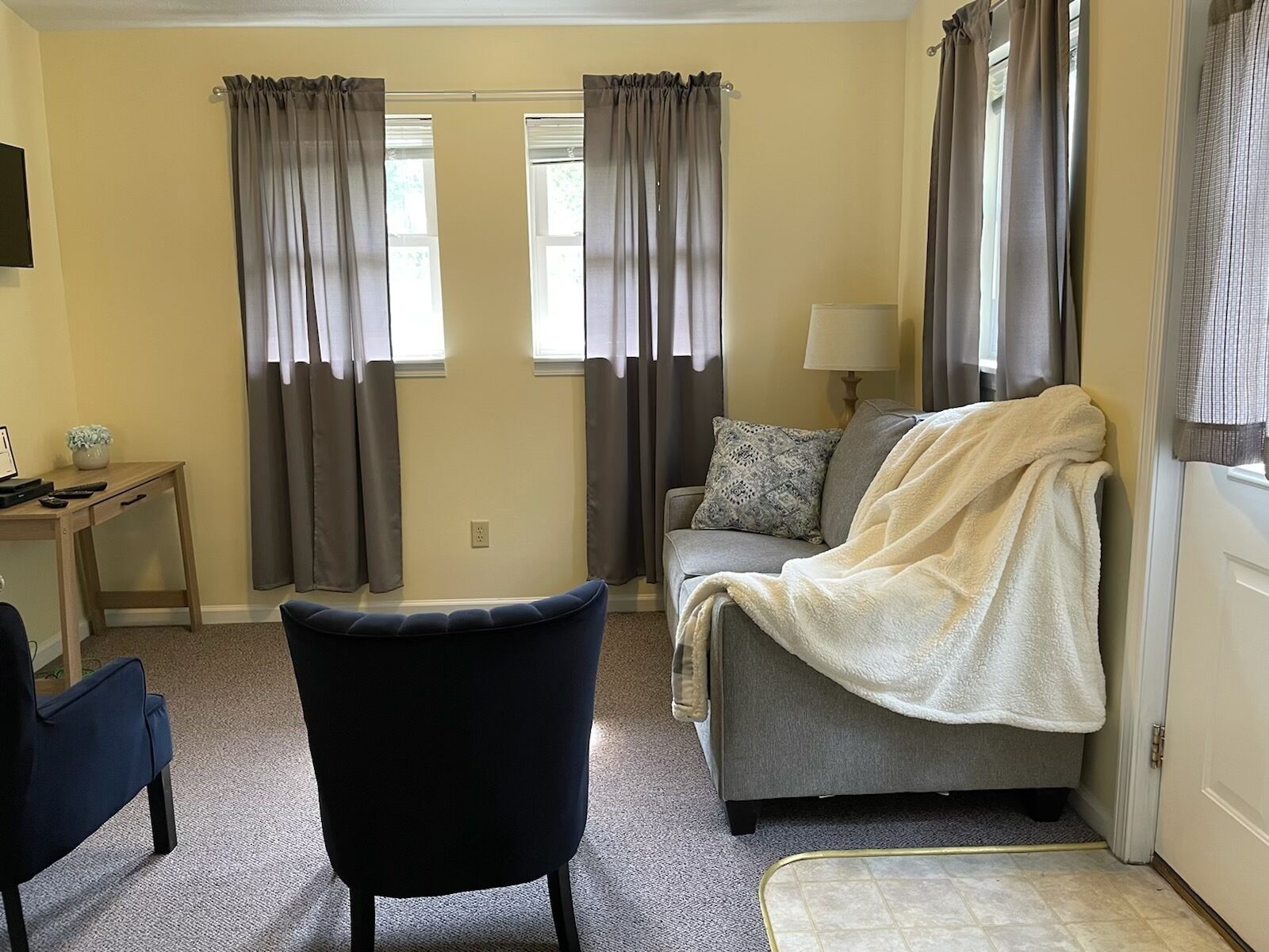 Smart TV, DVD player, books, video library