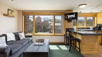 TV de tela plana, lareira, escritórios