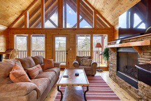 TV, fireplace, foosball