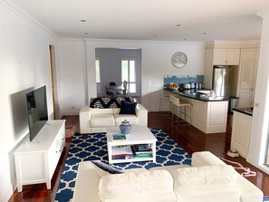 Smart TV, fireplace, Netflix, DVD player