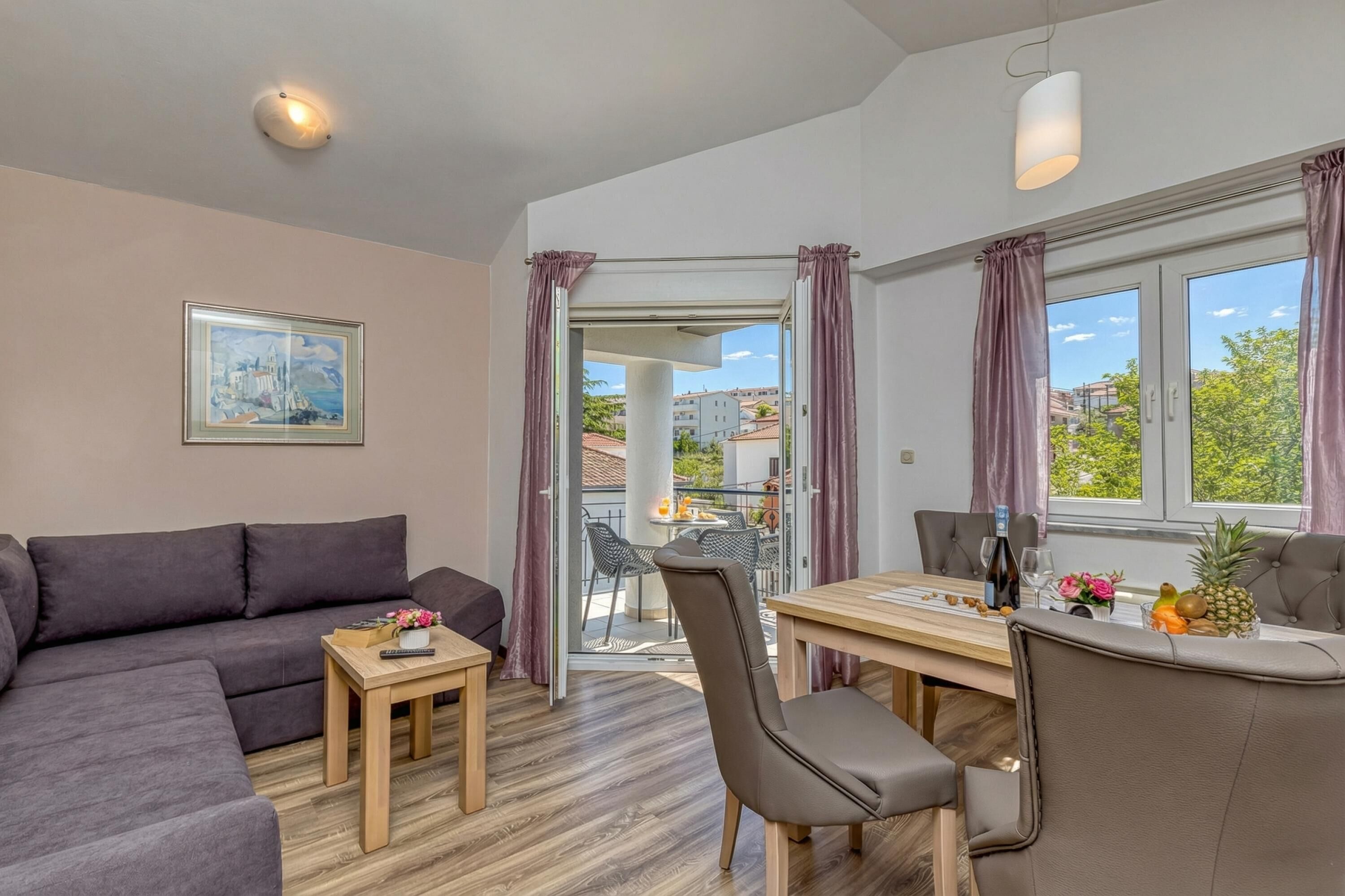 Family Apartment, Multiple Bedrooms, Mountainside (Apartment Rafaela 220m from the beach) | Living area | 21-inch flat-screen TV with digital channels, TV
