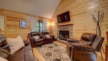 Smart TV, fireplace, foosball