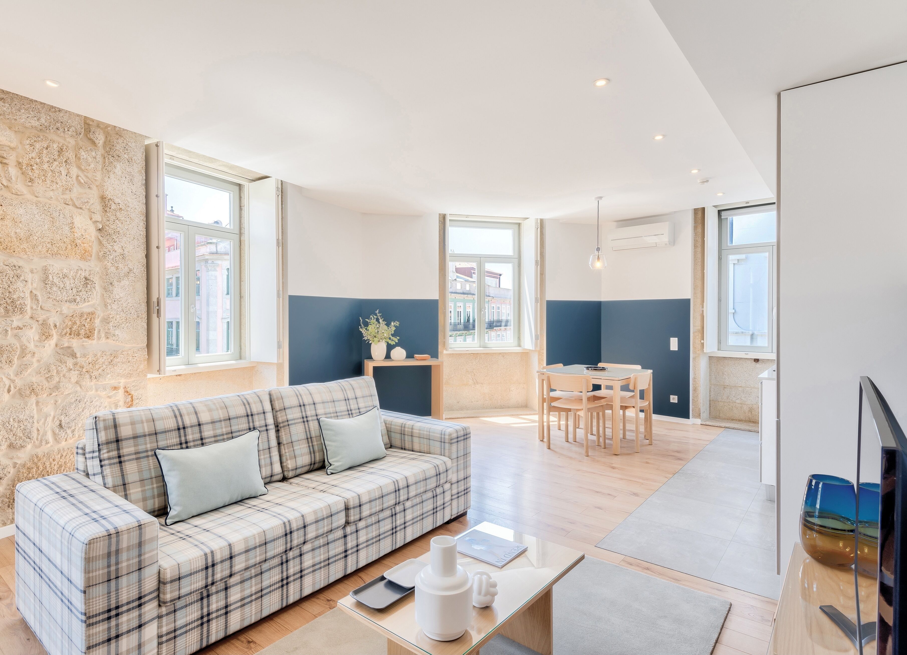 Deluxe Apartment, 1 Bedroom, City View | Living area | 43-inch LCD TV with cable channels, TV