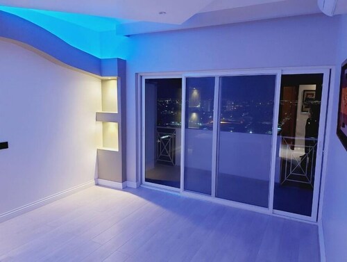 Upscale luxurious apartment with a superb view.