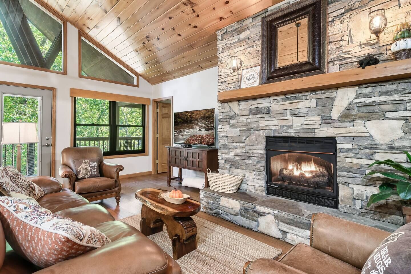 Een smart-tv, een open haard, videogames en boeken