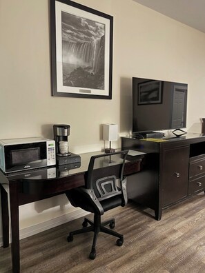 Desk, laptop workspace, blackout drapes, iron/ironing board - Big Bird Inn Wawa, SureStay Collection by Best Western (Wawa)